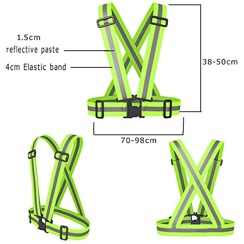 Reflective Vest with Hi Vis Bands, Fully Adjustable & Multi-Purpose: Running, Cycling, Motorcycle Safety, Dog Walking - High Visibility Neon Green 1PCS