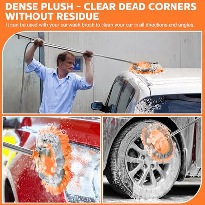 Layhit 5 Pcs Car Wash Mitt Set, Brush Not Included, Microfiber Mitt Cleaning Car Truck Washing Tools Kit RV Pickup Chenille Scratch Replacement (Orange) - color: Orange
