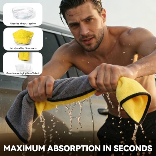 1 Pack Exterior Car Care Microfiber Cloths,Microfiber Drying Towels for Scratch-Free Car Wash, Quick Detail, Glass Cleaning, Extra Thick