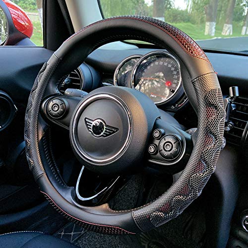 PINCTROT Steering Wheel Cover Great Grip with 3D Honeycomb Anti-Slip Design, Universal 14.5-15 Inch (Wine Red) - color: 1.Wine Red, size: Medium(Standard) Size[14 1/2''-15'']