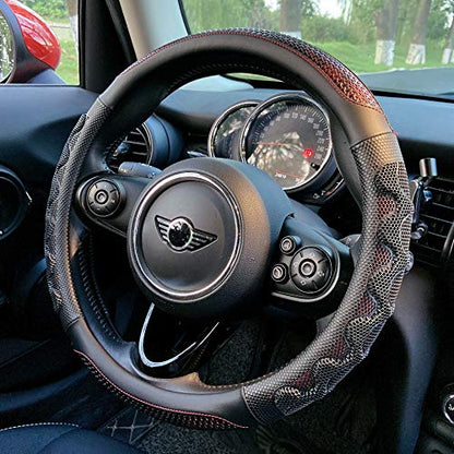 PINCTROT Steering Wheel Cover Great Grip with 3D Honeycomb Anti-Slip Design, Universal 14.5-15 Inch (Wine Red) - color: 1.Wine Red, size: Medium(Standard) Size[14 1/2''-15'']