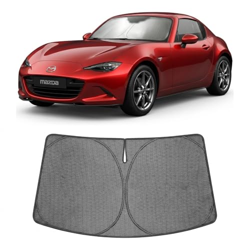 Proadsy Windshield Sun Shade Custom Fit Mazda MX-5 Miata 2016-2026 Ice Crystal Black Front Window Sunshade UV and Heat Blocker Foldable Visor Keeps Car Cooler for Summer Parking and Daily Use - size: 2016-2026 Mazda MX-5 Miata Convertible