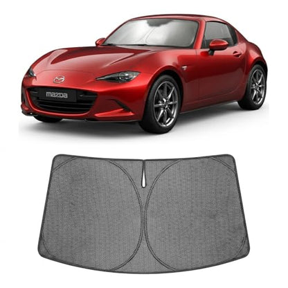 Proadsy Windshield Sun Shade Custom Fit Mazda MX-5 Miata 2016-2026 Ice Crystal Black Front Window Sunshade UV and Heat Blocker Foldable Visor Keeps Car Cooler for Summer Parking and Daily Use - size: 2016-2026 Mazda MX-5 Miata Convertible
