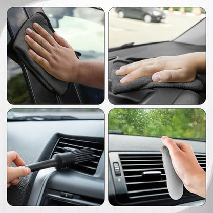 16 Pcs Windshield Cleaner Tool, Car Cleaning Kit with Various Detailing Brushes Set Spray Bottle Cleaner Towel Cleaning Gel Accessories Car Interior Detailing Kit for Windows Vents(Gray) - color: Gray