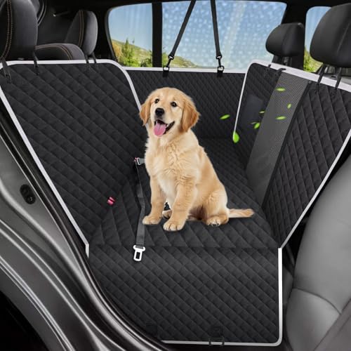 Meolsaek Car Seat Cover for Dogs, Non-Slip Dog Hammock for Car Back Seat, with Mesh Window Scratch Proof Nonslip Back Seat Protector for Trucks SUVs Most Cars (Black) - color: Black
