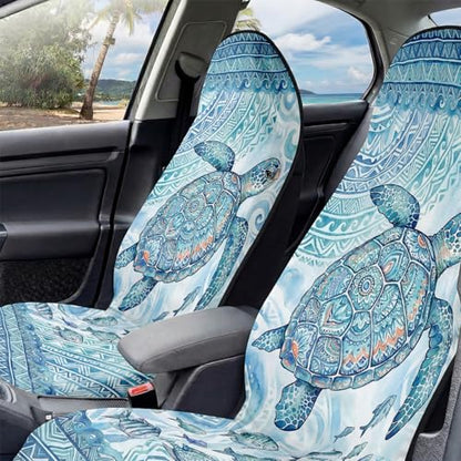 2 Pack Car Seat Towel Covers, Sweat-Proof Microfiber Seat Protectors for Gym, Running, Beach & Workout, Breathable Quick-Dry, Machine Washable, Ink-Style Sea Turtle Print, Universal Fit - color: Ink-style Sea Turtle