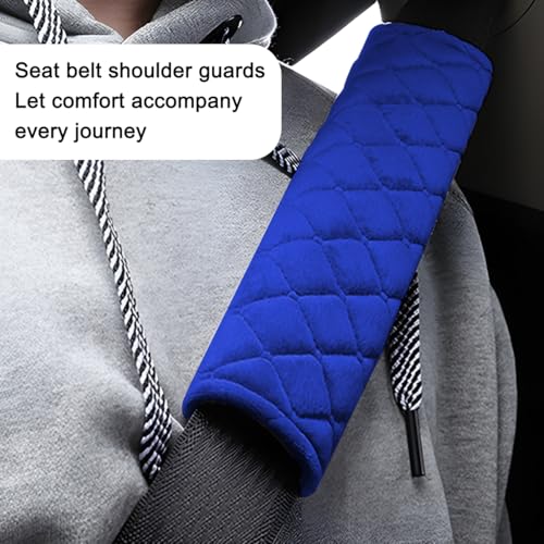 Car Seatbelt Cover, 2PCS Soft Velvet Vehicle Seat Belt Shoulder Strap Harness Pad for Comfortable Driving, Automotive Neck Chest Protection Cushion, Universal for Truck Sedan SUV (Blue) - color: Blue