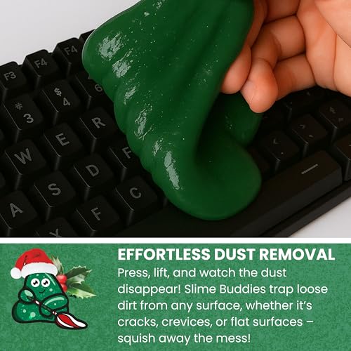 Slime Buddies Car Cleaning Gel Putty - Pine Scented Interior Detailing Tool for Cup Holders, Air Vents & Keyboard - Reusable Auto Detailing Accessories - Dust Remover Goop - color: 01 Pack Pine