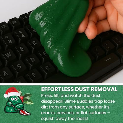 Slime Buddies Car Cleaning Gel Putty - Pine Scented Interior Detailing Tool for Cup Holders, Air Vents & Keyboard - Reusable Auto Detailing Accessories - Dust Remover Goop - color: 01 Pack Pine