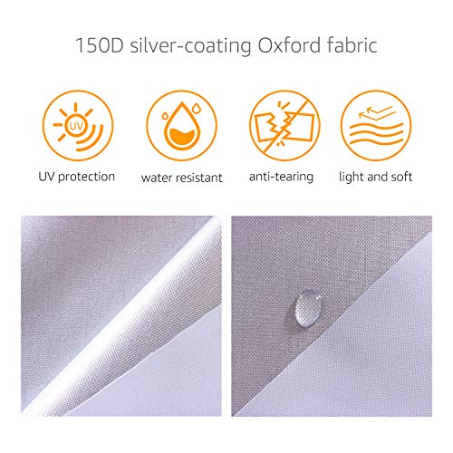 Amazon Basics Silver Weatherproof Car Cover, 150D Oxford, UV Protection, Snow Protection, Dustproof, Sedans up to 180", with Door Zipper and Reflective Straps - size: Sedans up to 180"