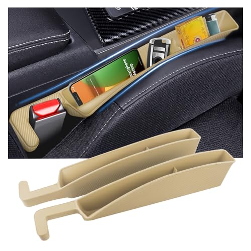 Stacool 2PCS New Car Seat Gap Filler with 2 Storage Areas,Stylish Car Seat Gap Storage for Stabilizing Phone,Keys Wallet,Universal Car Seat Gap Filler Organizer (Carbon Beige) - color: Carbon Beige