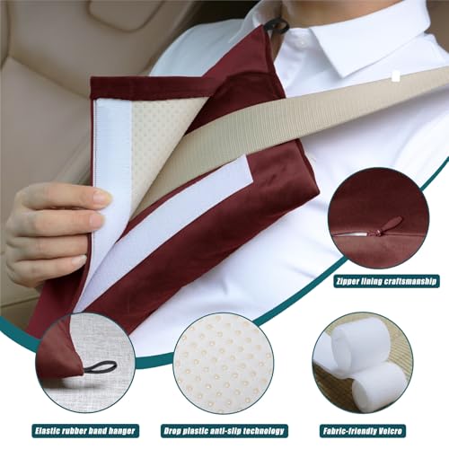 Super Soft Seatbelt Pillow, Seat Belt Pillow for Mastectomy Post-Surgery, Seat Belt Cushion for Heart Surgery Recovery, Hysterectomy Abdominal Incision Recovery Seatbelt (Wine, Large) - color: Wine