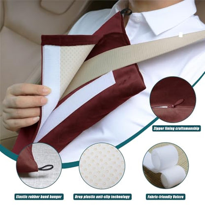 Super Soft Seatbelt Pillow, Seat Belt Pillow for Mastectomy Post-Surgery, Seat Belt Cushion for Heart Surgery Recovery, Hysterectomy Abdominal Incision Recovery Seatbelt (Wine, Large) - color: Wine