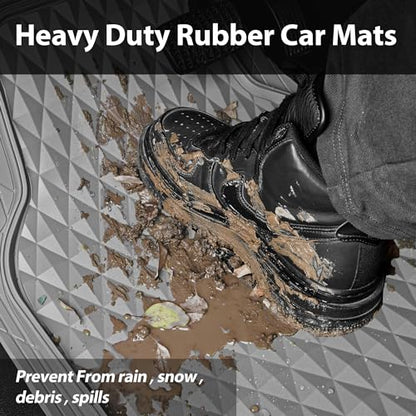 CAR PASS Heavy Duty Rubber Car Mats, Gray Deep Dish All-Weather Car Floor Mat Full Set Durable Anti-Slip 3D Rhombus Waterproof Trim Fit Liner Universal Fit Automotive,Sedan,SUV,Truck, 3 Pcs Light Gray - color: Slate Gray