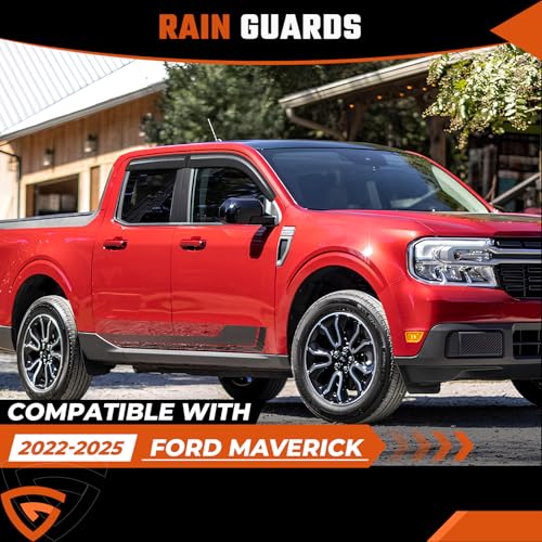 Rain Guards Compatible with Ford Maverick 2022 2023 2024 2025 2026, Tape-on Durable Side Window Visors Wind Deflectors 2022-2026 Maverick Rain Guard Black 4 PCS - size: 2022-2025 Ford Maverick (Tape-On)