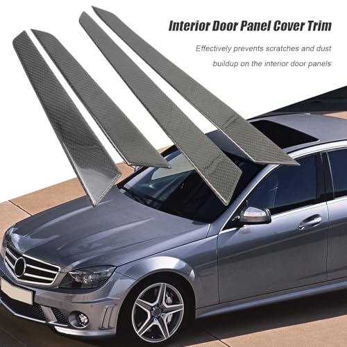 4 Pcs Interior Door Panel Cover Trim, Replacement for Mercedes-Benz C-Class W204 2007-2013 (Carbon Fiber)