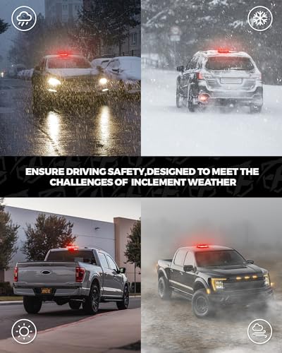 Xprite 108 LED Roof Top Strobe Light, US Flag Pattern Firefighter Flashing Light, Emergency Safety Warning LED Mini Strobe Lightbar w/Magnetic Base for Fire Trucks EMS Ambulances Police Vehicle, Red - color: Red