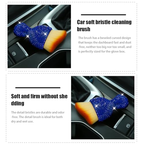 zipelo Auto Interior Dust Brush, Car Detailing Cleaning Brush with Diamond, Bling Handle Soft Bristles Dusting Tool, Scratch Free Dirt Clean Brushes for Vehicle Dashboard, Air Conditioner Vent (Blue) - color: Blue