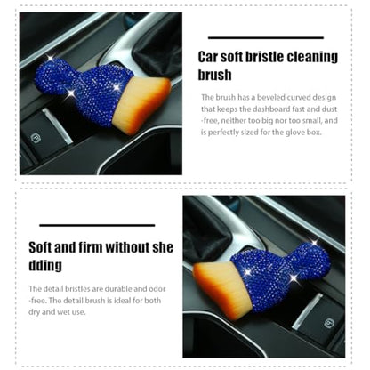zipelo Auto Interior Dust Brush, Car Detailing Cleaning Brush with Diamond, Bling Handle Soft Bristles Dusting Tool, Scratch Free Dirt Clean Brushes for Vehicle Dashboard, Air Conditioner Vent (Blue) - color: Blue