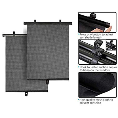 Car Sun Shade for Baby, Car Window Shade Automatic Roller Retractable Sunshades for Side Windows, Blocks 98% of Harmful UV Rays with Suction Cups, UV Protection for Baby & Pets Windshield Sun Shade