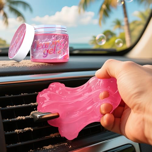 ASFSKY Car Cleaning Gel (Red,watermelon) Cleaning Putty Universal Dust Cleaning Car Interior Cleaner Keyboard Dust Remover Car Slime Gifts for Men Women girl（1 pack） - color: red