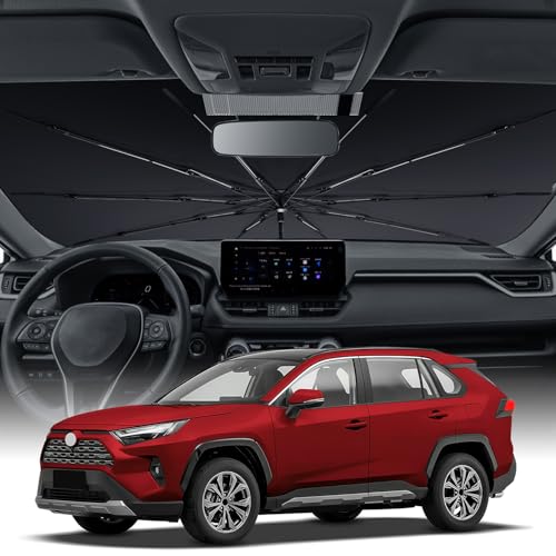 Zanch Upgrade Windshield Sun Shade, Custom Fit for Toyota RAV4 2019-2025 [Titanium-Silver Reflective Coating] Blocks 99% UV & Heat, Sunshade Umbrella for RAV4 2019 2020 2021 2022 2023 2024 2025 - size: For Toyota RAV4 (2019-2025)