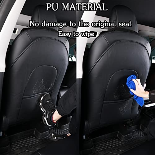 for Tesla Model Y 3 S X (Juniper & Highland Included) Seat Back Kick Protectors for Kids Kick Mats Leather Back Seat Cover Protect from Mud, Stains, Scratches, Set of 2 for Tesla Accessories