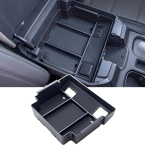 PIMCAR Full Center Console Organizer for 2022-2026 Refreshed Chevy Silverado/GMC Sierra 1500, 2024-2026 Silverado/Sierra 2500HD 3500HD (Full Console w/Bucket Seats ONLY) - color: 22-26 1500 Refreshed & 24-26 2500HD/3500HD Black
