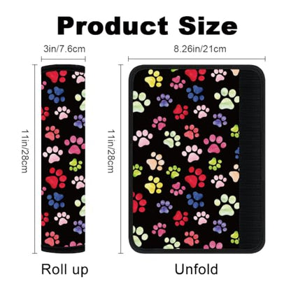 2Pcs Soft Auto Seat Belt Cover Pad Cute Dog Paw Print Colorful Car Seatbelt Shoulder Cushion for Comfortable Driving, Compatible with All Cars' Seatbelt and Backpack Straps - color: Paw Prints