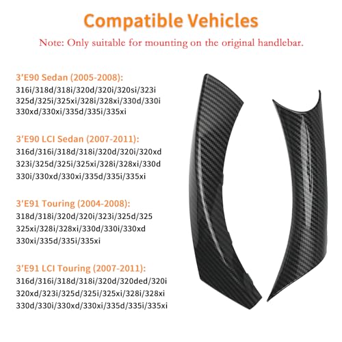 6PCS/Set Interior Inner Inside Door Pull Sticky Handle Cover for BMW 3 Series E90/E91/E92/E93 320 325 328 335 330 M3 (2004-2011) Left and Right Passenger Side (Carbon Fiber Pattern) - color: Carbon Fiber Pattern