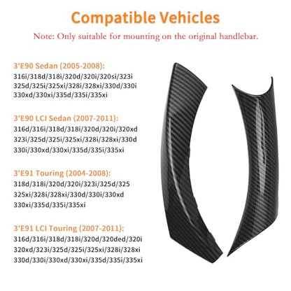 6PCS/Set Interior Inner Inside Door Pull Sticky Handle Cover for BMW 3 Series E90/E91/E92/E93 320 325 328 335 330 M3 (2004-2011) Left and Right Passenger Side (Carbon Fiber Pattern) - color: Carbon Fiber Pattern