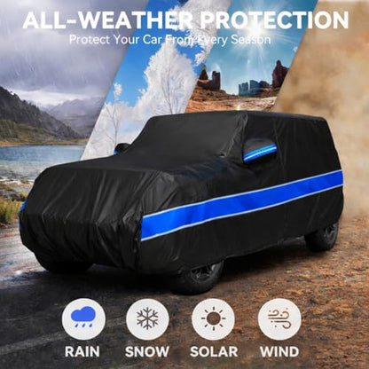 10-Layer Car Cover Compatible with Jeep Wrangler Cover Waterproof 4 Door All Weather,Sun Rain UV Dust Snow Protection,Full Exterior Car Cover with Door Zipper and Cotton Lining,Fit for CJ YJ TJ JK JL - size: Custom Fit for Jeep Wrangler 4 Door