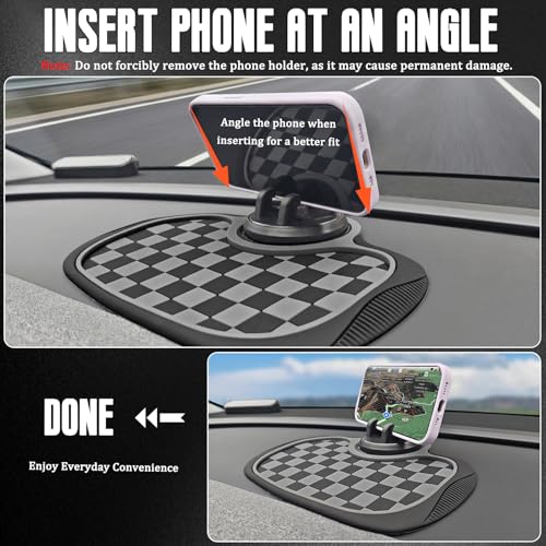 (2026 New Upgrade) 2-Pack Car Anti-Slip Mats,Multifunction Car Anti-Slip Mat with Improved 360°Rotating Phone Holder,Anti-Slip Mat for Car Dashboard,Car Dashboard Organizer for Phones,Sunglasses,Keys