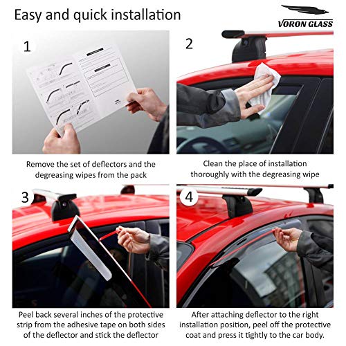 Voron Glass Tape-on Extra Durable Rain Guards for Chevrolet (Chevy) Trax 2024-2026, Window Deflectors, Vent Window Visors, 6 Pieces - 100907