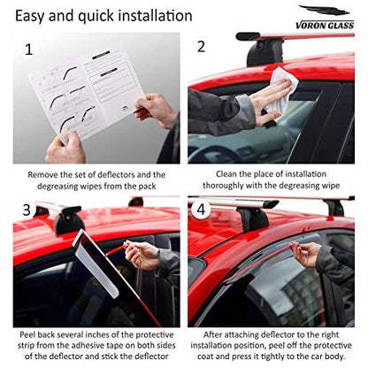 Voron Glass Tape-on Extra Durable Rain Guards for Chevrolet (Chevy) Trax 2024-2026, Window Deflectors, Vent Window Visors, 6 Pieces - 100907