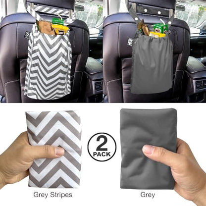 2 Pack Leakproof Car Trash Bags Detachable Waterproof Garbage Bags with Drawstring Hanging Organizer for Back Seat & Travel Grey - color: Grey Wave & Grey
