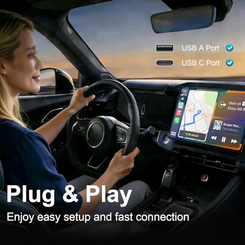 Wireless CarPlay Adapter for Apple iPhone & Android Auto, Mini CarPlay Adapter Convert Wired to Wireless,Plug & Play, Auto-Connect, No Delay, BT 5.4, 2.4G/5G WiFi [2026 Upgraded] - color: Orange