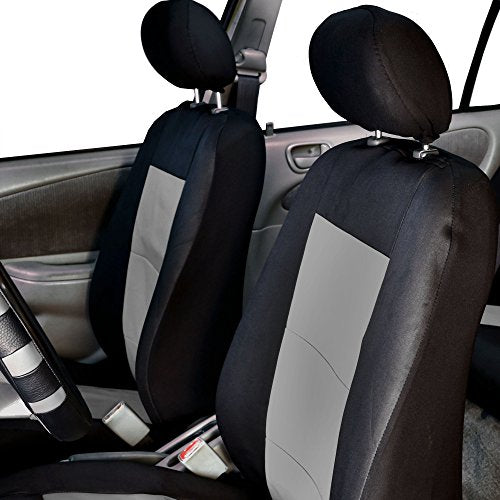FH Group Universal Fit Full Set Neoprene Car Seat Covers for Low Back Front Seat Covers, Solid Back Seat Cover, Washable Seat Cover for SUV, Sedan, Van, Gray - color: Gray