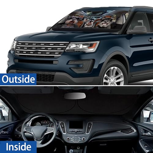 Schnauzer Dog Windshield Sunshade for Car SUV Truck Foldable Uv Ray Reflector Front Window Sun Shade Visor Shield Cover -59" X 31" - color: Schnauzer Dog