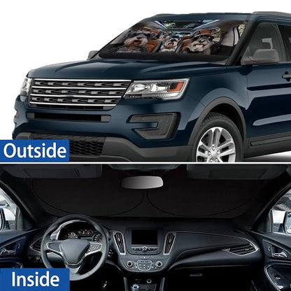 Schnauzer Dog Windshield Sunshade for Car SUV Truck Foldable Uv Ray Reflector Front Window Sun Shade Visor Shield Cover -59" X 31" - color: Schnauzer Dog