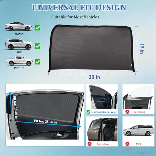 Car Window Shades,2 Pack Car Side Window Sunshade,Breathable & Retractable Car Window Shade for Baby,Universal Fit Most of Cars,Glare Shield,Protect Privacy(Rear Windows) - size: Medium-for Rear Windows