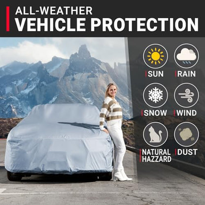 iCarCover 18-Layers Premium Universal Fit Car Cover Waterproof All Weather Sun Rain Snow UV Protection Outdoor Indoor Full Exterior Car Covers for Automobiles Sedan Hatch Coupe Fit for 227-236 inch - size: 14. Fit Car Length 227-236 inch