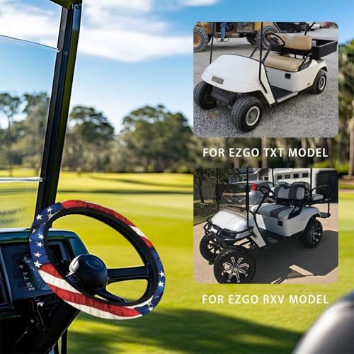 American Flags Golf Cart Steering Wheel Cover Fit 13-14 Inch Car Anti-Slip Car Accessories Steering Wheel Cover Odorless Breathable Wrap Cover Sweat Absorption - color: American Flags