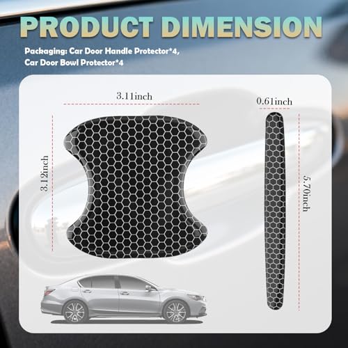 8PCS Car Door Handle Protector Anti-Scratch,Reflective Car Door Handle Scratch Protector with Honeycomb Design,Self-Adhesive Cars Handles Protectors Cars Accessories Exterior