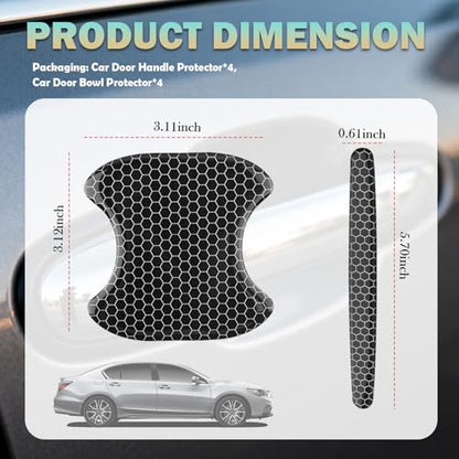 8PCS Car Door Handle Protector Anti-Scratch,Reflective Car Door Handle Scratch Protector with Honeycomb Design,Self-Adhesive Cars Handles Protectors Cars Accessories Exterior