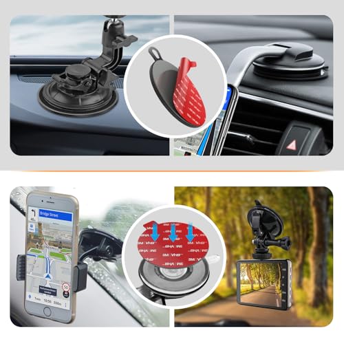 Dashboard Pad Mounting Disk for Suction Cup, 3.75” Large Plastic Extra Strong Adhesive Disc for Dash Windshield Holder, Camera GPS, Tablet, Car Phone Mount Base with Sticky Adhesive Replacement