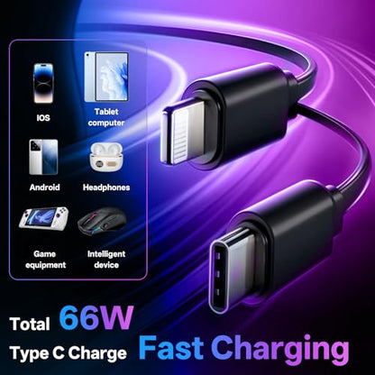 Retractable Car Charger, 4 in 1 Fast Charging Car Charger USB-C & USB-A Compatible with iPhone 16/15/14/13/12/11/X,Galaxy,Pixel - color: dark gray(red starry sky light)