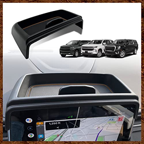 Muslogy Dashboard Storage Box Compatible with 2021 2022 2023 2024 GMC Yukon Chevy Tahoe Suburban Accessories Insert Behind Screen Console Organizer for Tahoe Suburban 2021-2024 Not for Denali(Brown) - color: Brown, size: Dash Storage Tray