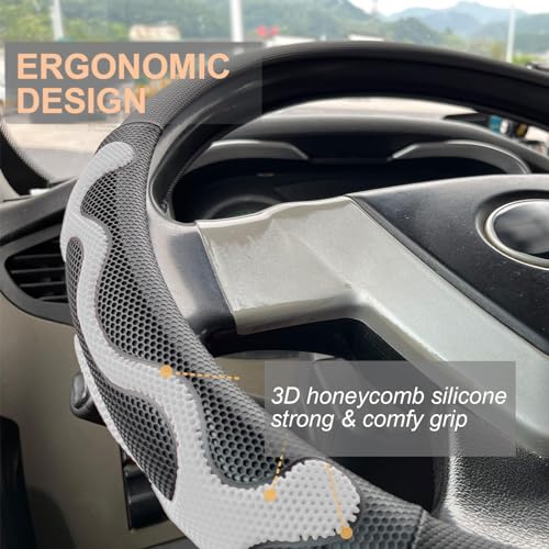 PINCTROT XL Size 17.5-18 Inch Comfy Grip Steering Wheel Cover for Semi Truck, Fits RV, Big Rig Trucker, 18 Wheeler and Classic Cars, Anti-Slip Design 17.5-18 Inch(Silicone White) - color: 5.White, size: Extra Large Size[17 1/2''-18'']