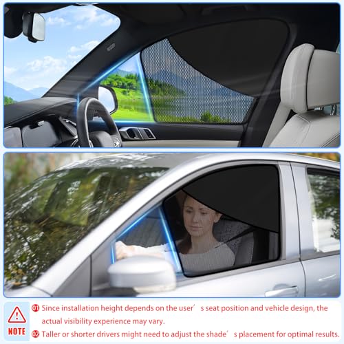 ZATOOTO Car Window Shades Upgraded Driver Side Window Shade with Blackout Layer Foldable Desgin Adjustable Half-Blackout & Mesh Design Just Snap by Magnet Universal for Most Cars - color: Gray